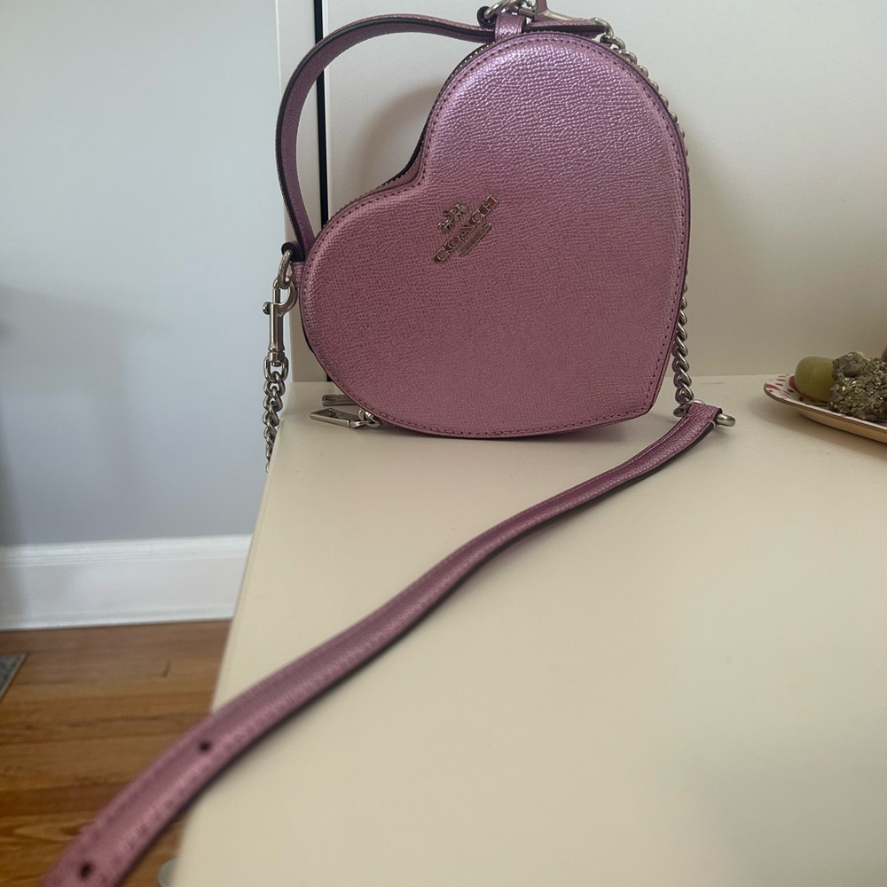 Coach Pink Crossbody Bag with Gold Accents